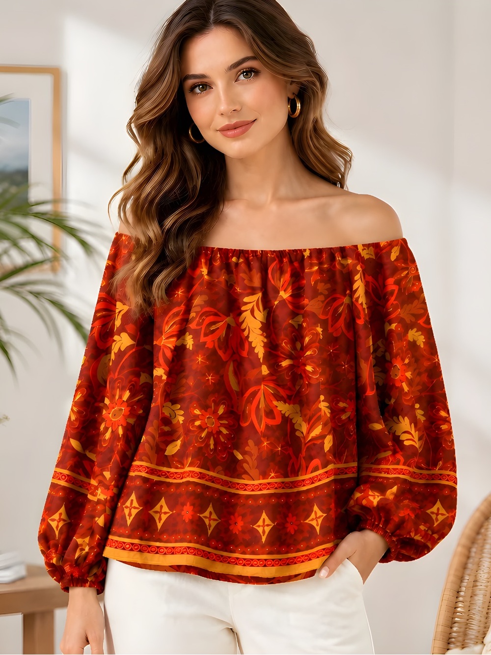 NWT Vince Camuto Floral Off-The-Shoulder Crepe Top S